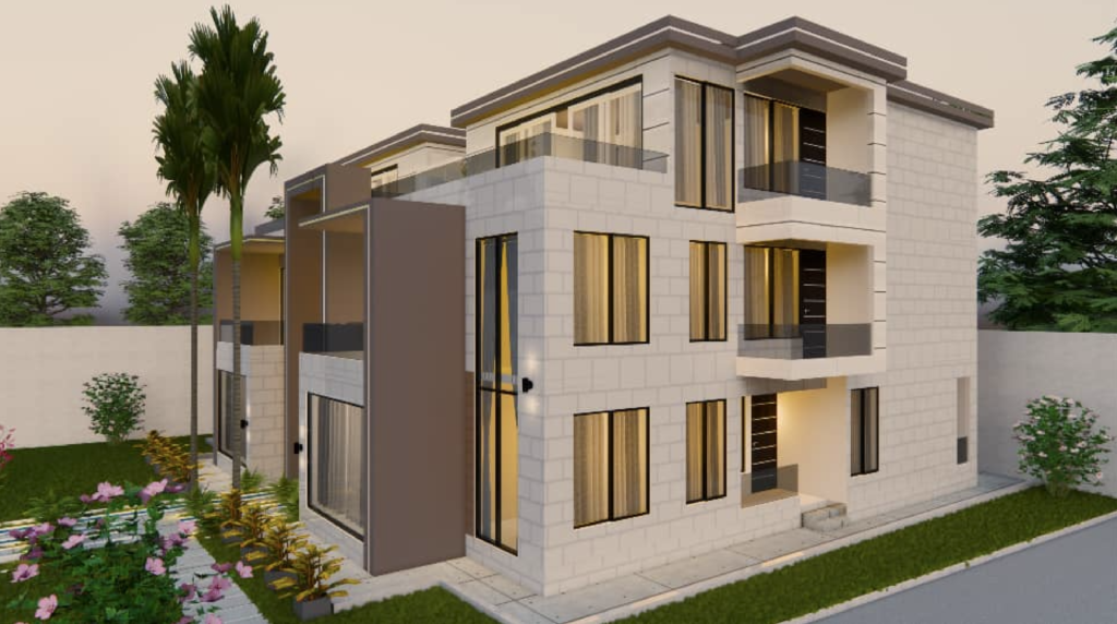 Design of semi detacheed 4 bedroom house